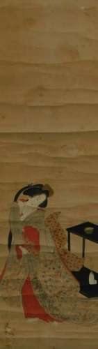 Japanese Geisha Girl Hanging Wall Scroll Painting
