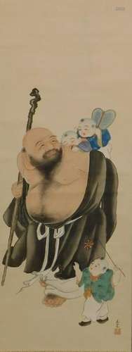 Japanese Buddha Hanging Wall Scroll Painting