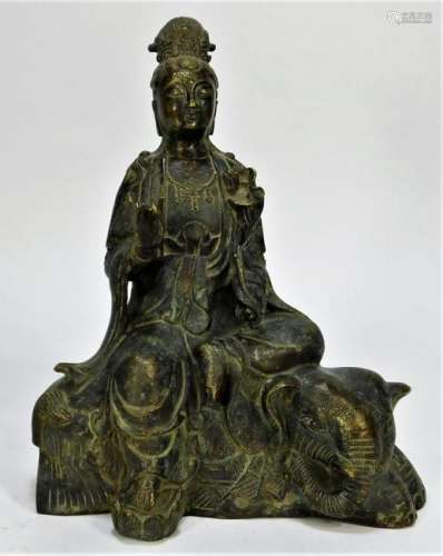 Antique Chinese Bronze Samantabahdra Buddha Statue