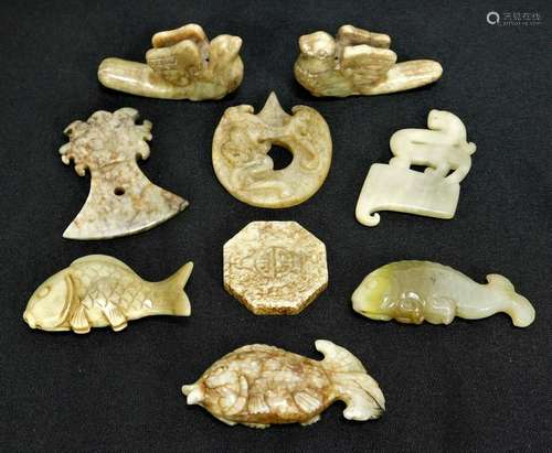 8 Archaic Chinese Jade Hardstone Carvings