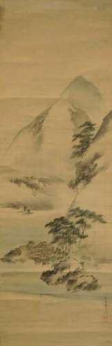 Japanese Mountain Home Hanging Wall Scroll