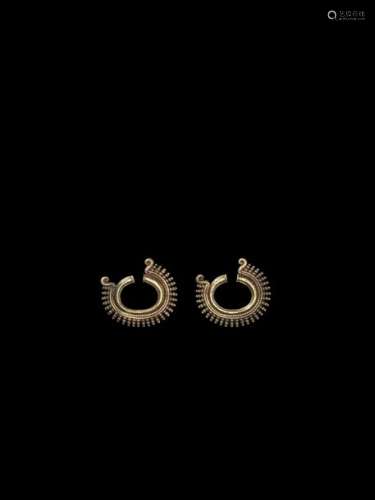A PAIR OF OPEN RING SHAPED MINDANAO GOLD EAR ORNAM…