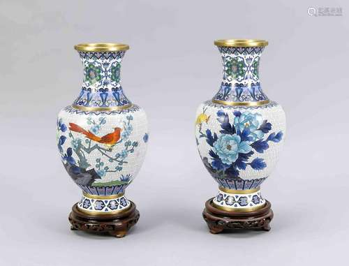 Pair of cloisonné va