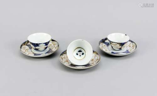 3 cups with saucers,