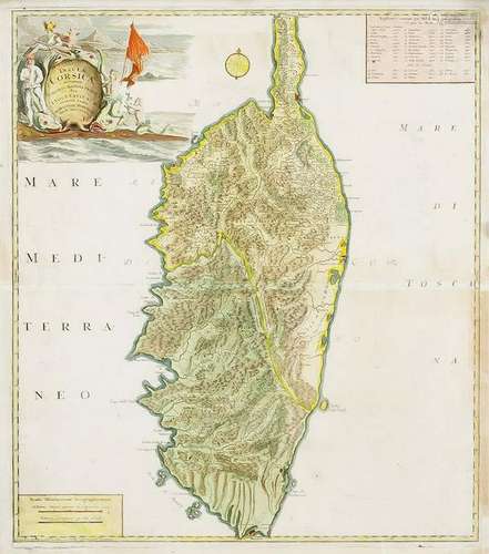 Historical map of Corsica