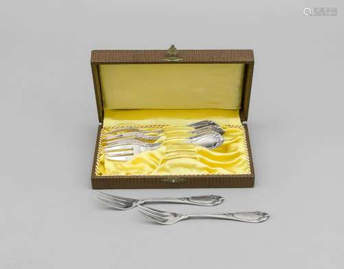 Six pastry forks, German,