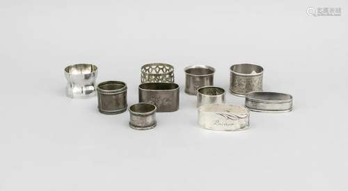 Five napkin rings, 20th c