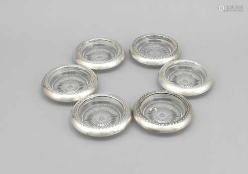 Six trivets with silver e