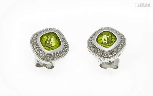 Peridot diamond stud earr