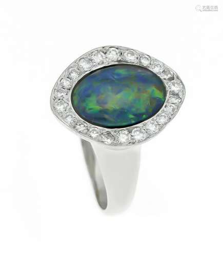 Opal diamond ring WG 750/