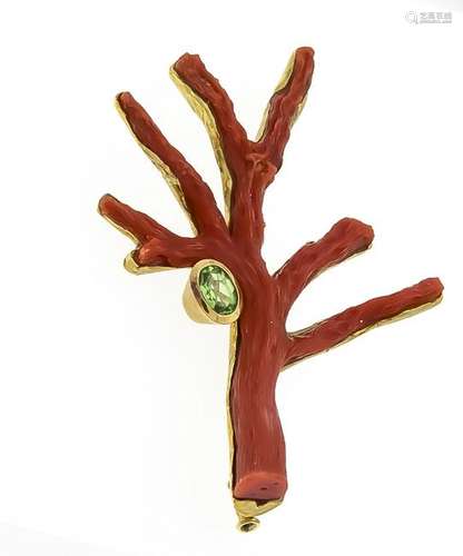 Coral peridot brooch GG 7