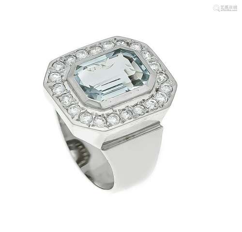 Aquamarine diamond ring W