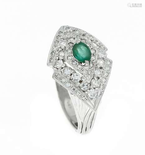 Emerald brilliant ring WG