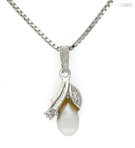 Pearl diamond pendant WG