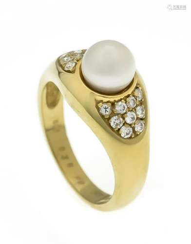 Akoya pearl diamond ring