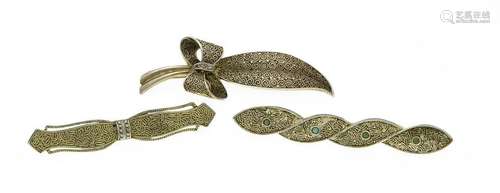 3 Fahrner Brooches Silver