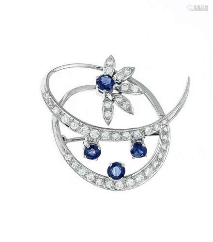 Sapphire brilliant brooch