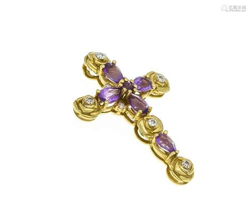 Amethyst diamond cross pe