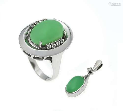 Chrysoprase diamond set W