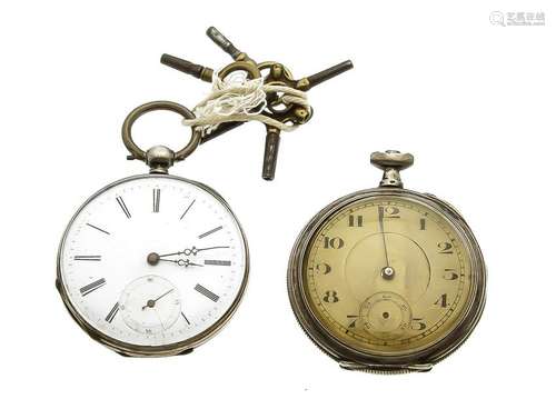 2 pocket watches silver t