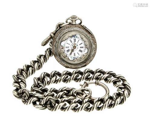 Women's pocket watch silv