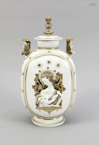 Figural lidded vase,