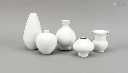 5 vases, KPM Berlin,