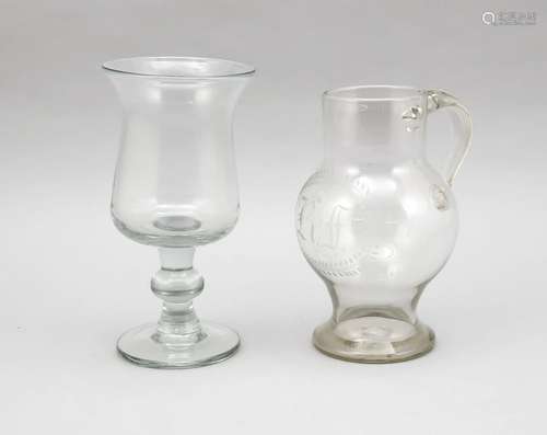 Two pieces glass, ea