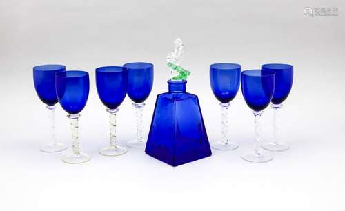 Seven wine glasses,