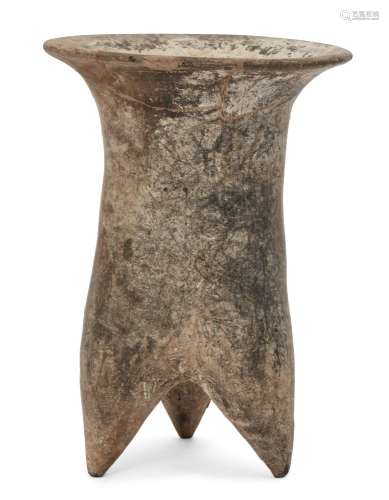 A Chinese Neolithic grey pttery tripod vessel, Li, Xiajiadian culture, circa 1500 BCE, 22.5cm high