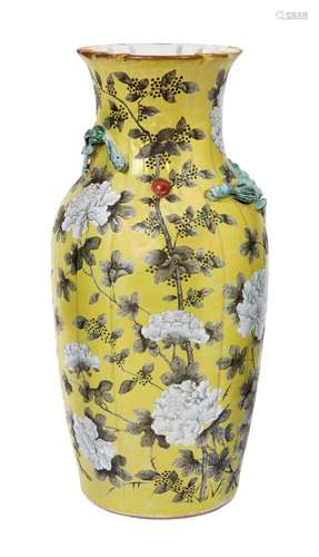 A large Chinese porcelain Dayazhai-type en-grisaille decorated baluster vase, late 19th century,