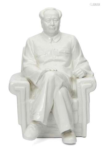 A Chinese blanc de chine porcelain figure of Mao Tse Tung, late 20th century, modelled seated in