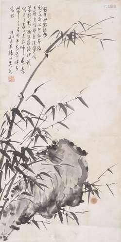 ANONYMOUS, 20th century Chinese School, ink and colour on paper, hanging scroll, bamboo and