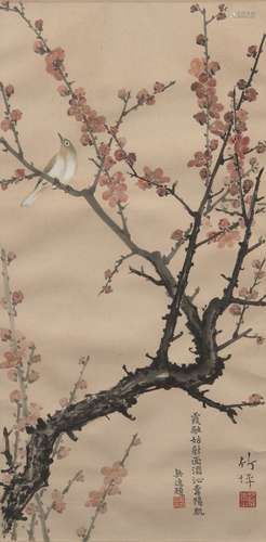 LUO ZHUPING (1911-2002), a set of four ink and colour on paper, birds alighting on flowering boughs,