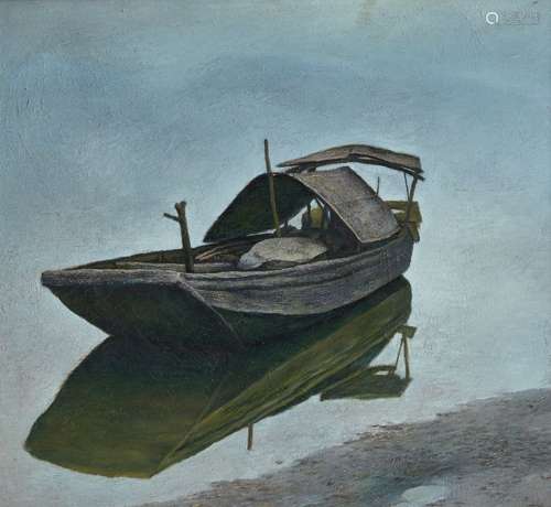 LONG QUAN, (Chinese, b. 1956), oil on canvas, 'An Old Junk, 1990', signed and dated to bottom right,