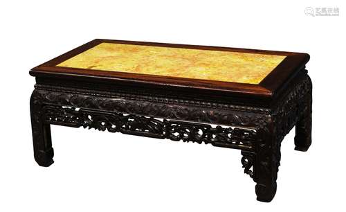 A CHINESE HARDWOOD LOW TABLE, KANG, LATE 19TH CENTURY, THE RECTANGULAR