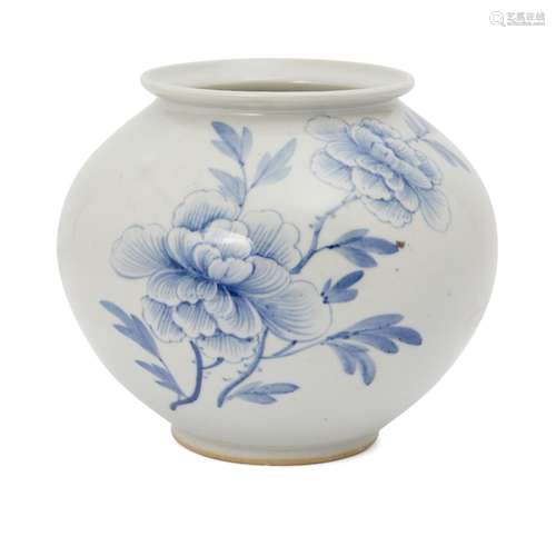 A Japanese porcelain jar, early 20th century, of globular form with everted rim, painted in