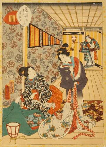 Utagawa Kunisada, Japanese 1823-1880, No. 1 Kiritsubo, 1857 1st month, from the series Murasaki