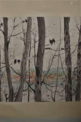 SCROLL PAINTING OF TREES, WU GUANZHONG