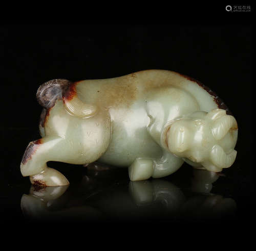 CHINESE CARVED JADE OX