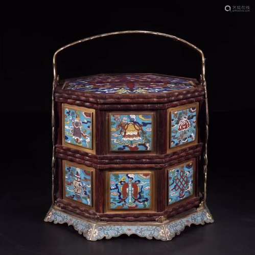 HUANGHUALI CLOISONNE ENAMEL INLAID BOX WITH MARK