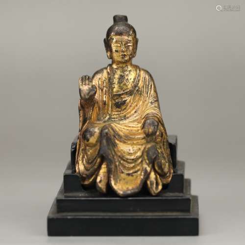 GILT BRONZE SEATED BUDDHA