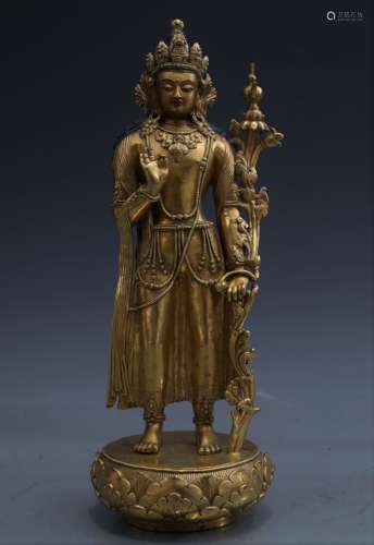 GILT BRONZE FIGURE OF STANDING TARA