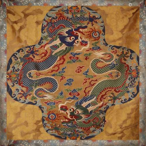 FINELY WOVEN CHINESE SILK IMPERIAL DRAGON PANEL
