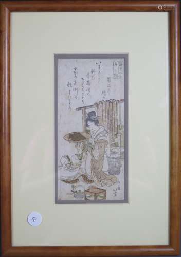 JAPANESE WOODBLOCK PRINT BY HOKUSAI, SURIMONO.