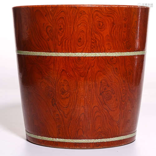 A Chinese Wooden-Pattern Glazed Porcelain Drum