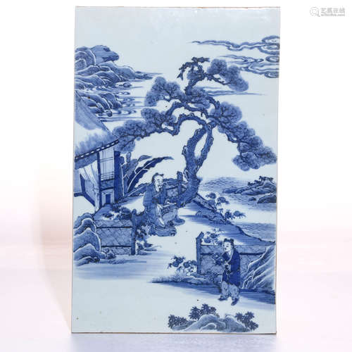 A Chinese Blue and White Porcelain Plaque