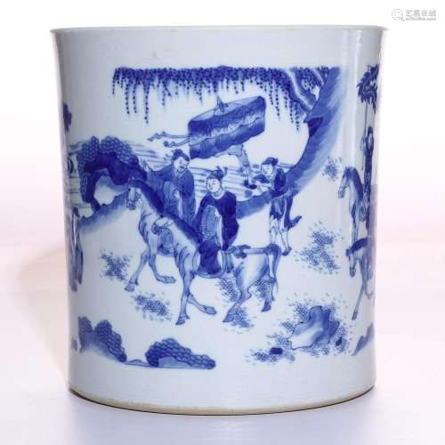 A Chinese Blue and White Porcelain Brush Pot