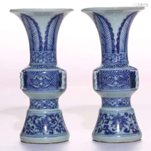 A Pair of Chinese Blue and White Porcelain Vases