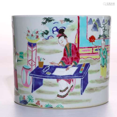 A Chinese Famille-Rose Porcelain Brush Pot